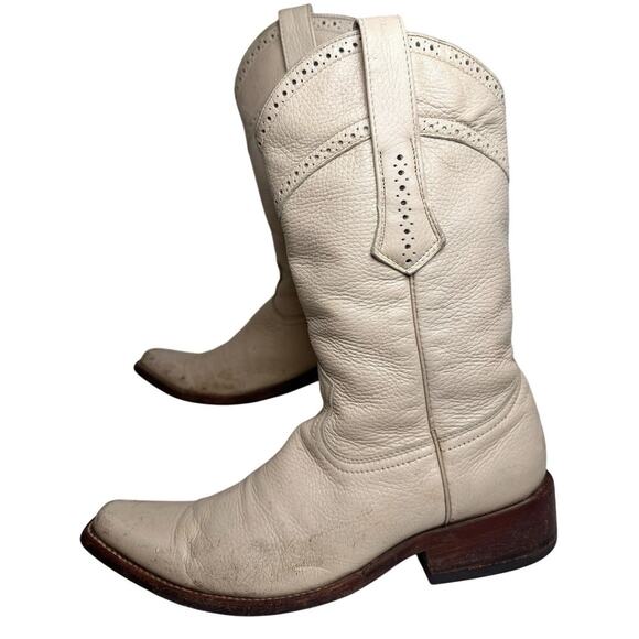 Cuadra DeerSkin Western Boots Leather Ivory Pointed Toe Unisex Men Sz 7 Women 9 - Picture 2 of 16